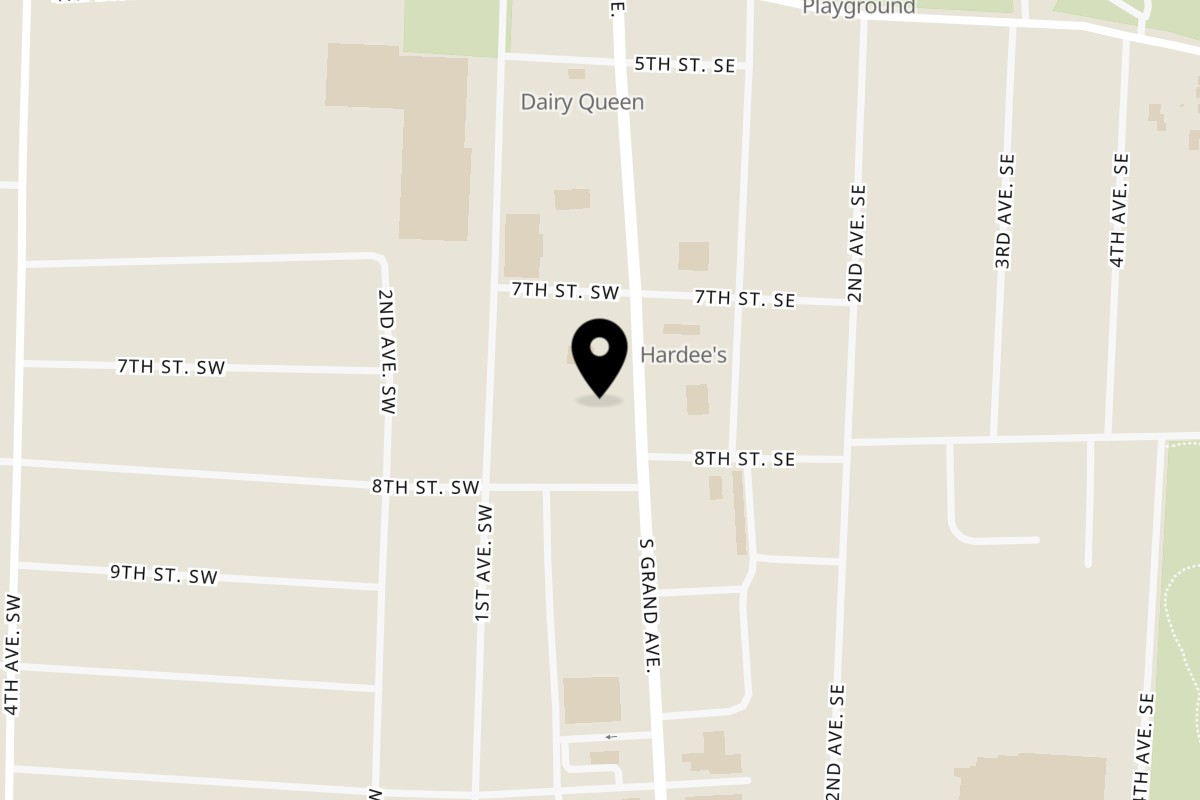 Map showing the location of Sammy's Italian Pasta & Pizza on 723 S Grand Ave in Spencer